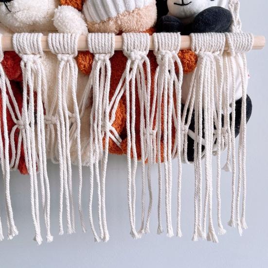 Стеллаж для хранения мягких игрушек, настенная сетка, дизайн с кисточками, яркий цвет, легко повесить, органайзер для хранения игрушек, кукол, декор детской комнаты