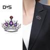Rhinestone Crown Brooch Vintage Sweater Cardigan Coat Business Suit Lapel Pin Women Fashion Jewelry Gift Clothing Accessories