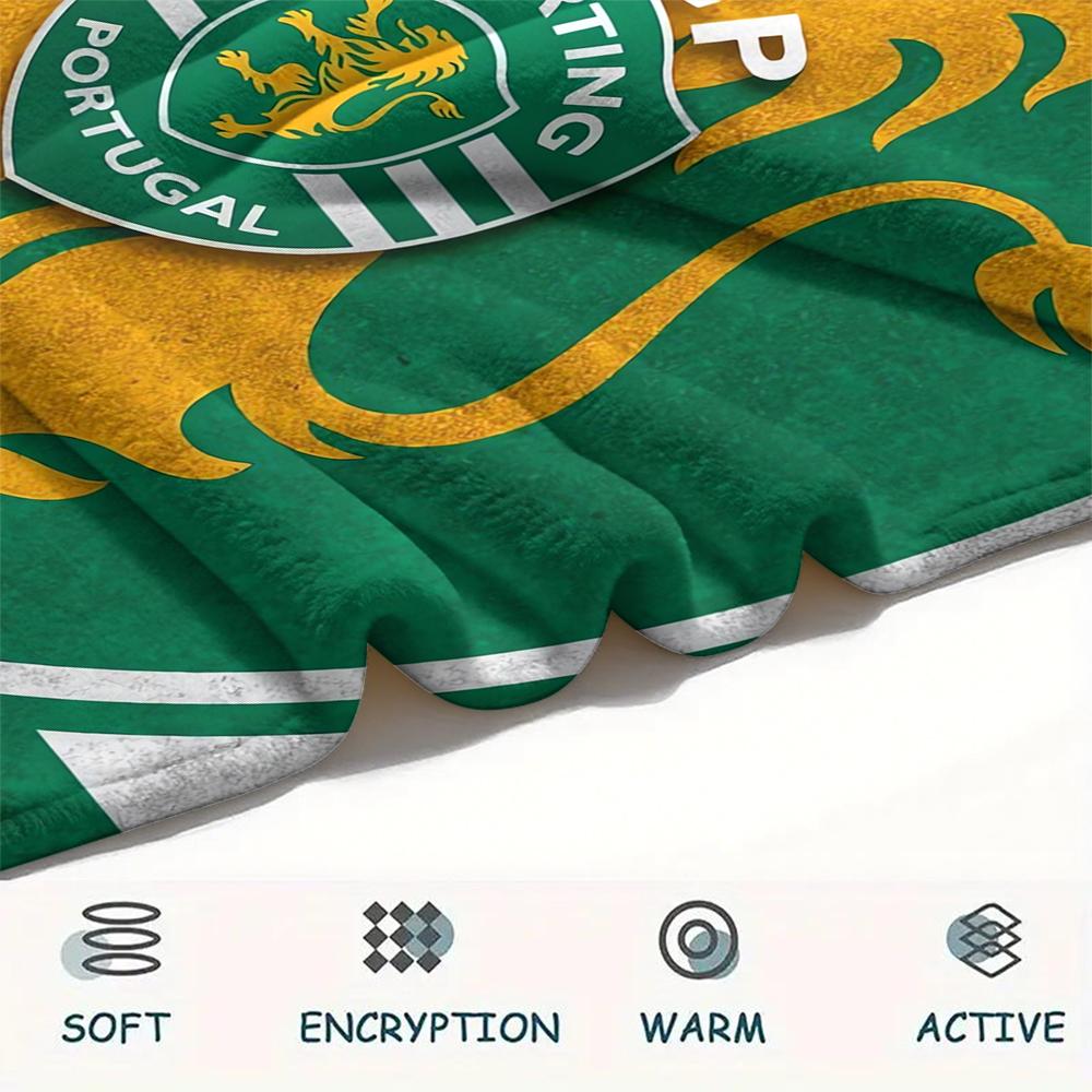 1Pc Sporting FC Print Flannel Blanket, High quality Comfortable for All Seasons, Home Decor, Warmth and Comfort, Perfect for Gifts