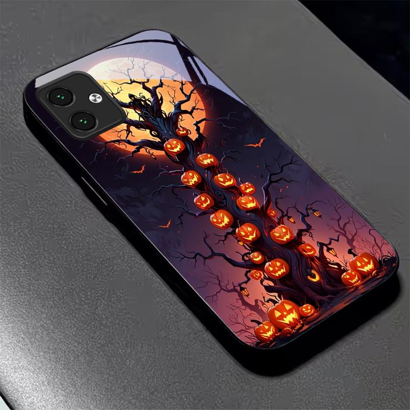 Чехол для телефона Motorola Moto G14 G22 G24Power G24 G34 G35 G45 G54 G55 G75 G84 G85, черный, с рисунком тыквы на Хэллоуин, жесткий