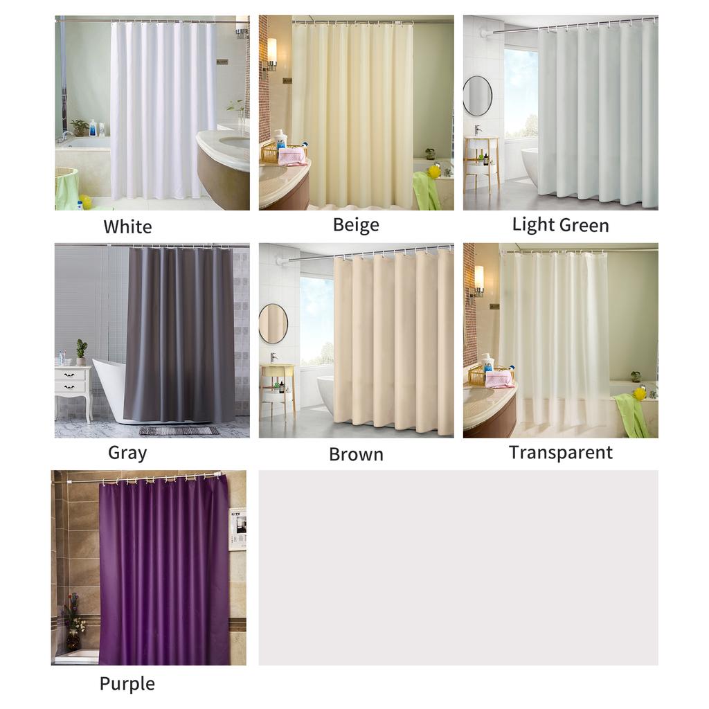 Solid Shower Curtain 6 x 6 FT Bath Curtains With 12 Metal Grommets and Hooks Waterproof PEVA Bathroom Curtains for
