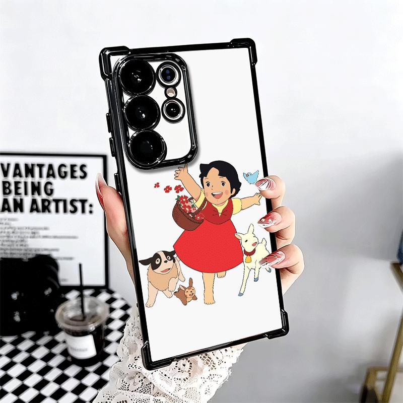 Heidi Cartoon Cute Plating Phone Case For Samsung Galaxy S24 S25 FE S26 Edge S23 Ultra S22 S21 Plus S20 Anti-Fall Airabag Cover