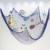 Wall Hanging Storage Nautical Fishing Net Seaside Party Shells Home Wall Decor Hemp Rope White Blue