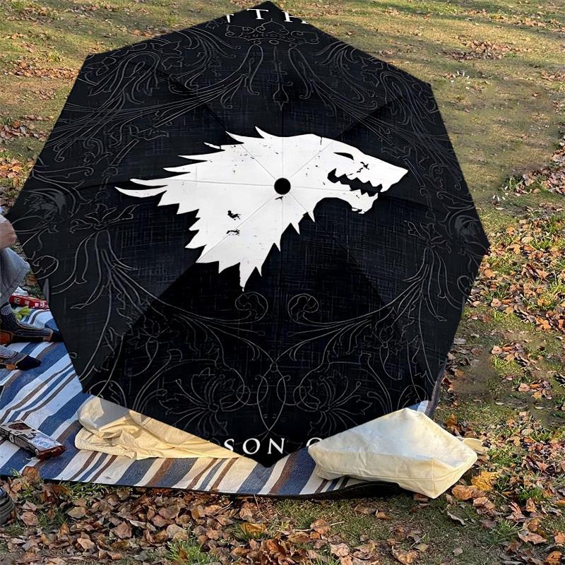 1pc GAME OF THRONES SEASON ONE Folding umbrella automatic open/close, 8-Rib Durable Frame, Compact Folding Design, Ideal Birthday1107L