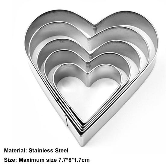 Yousheng 5 шт. Форма для торта Гладкая поверхность Широкое применение Нержавеющая сталь Форма сердца DIY Форма для пасты Аксессуары для выпечки