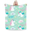 Cartoon Rainbow Unicorn Blanket Fleece Textile Decor  Multi-function Lightweight Throw Blankets for Home Couch Plush Thin Quilt