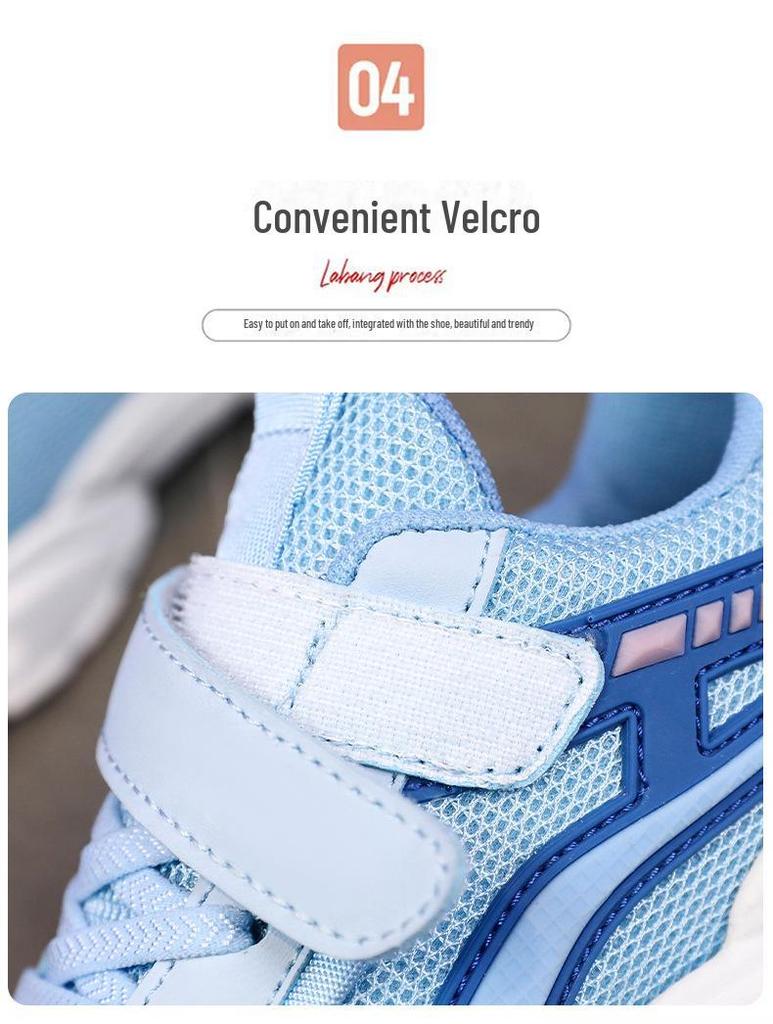 Кроссовки детские из дышащей сетки весна/осень 2024 г.: Спортивная обувь для девочек и мальчиков с полым дизайном для детей среднего и большого роста.