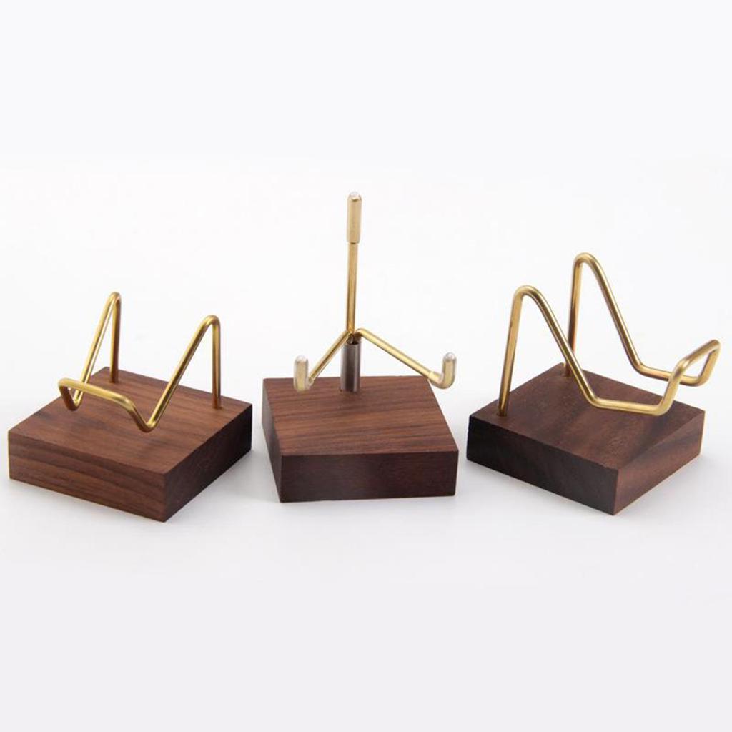 Brass Arm Wood Display Stand Holder for Specimens Agate Home Decoration