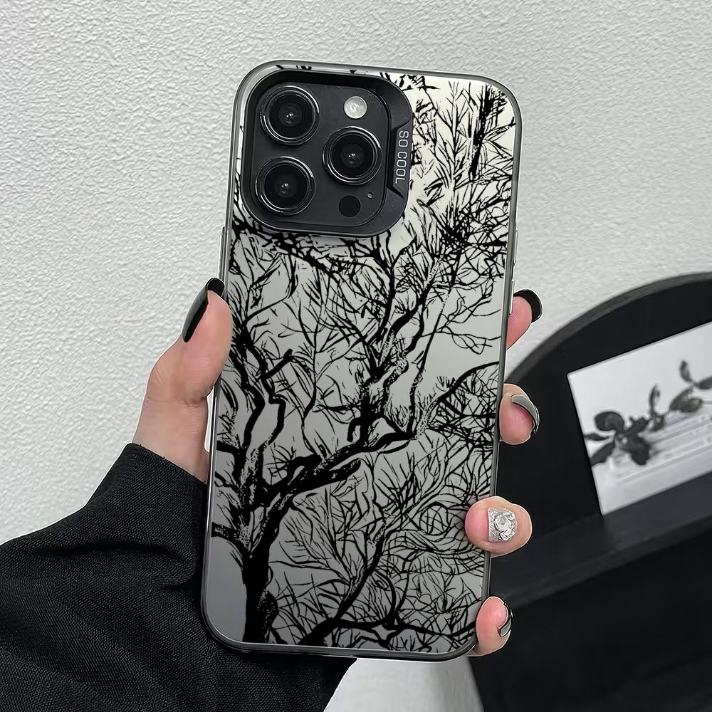 Branch fork design pattern phone case suitable for iPhone 17 16 15 14 13 12 11 Pro/Max/Plus anti drop and shockproof back cover