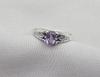 925 Sterling Silver Amethyst Cut Oval Ring, Minimalist Leaf Detail Jewelry