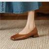 Модные весенние новые туфли на толстом каблуке с низким верхом женские модные туфли с квадратным носком, с мелким вырезом, на мягкой подошве, нескользящие, одинарные