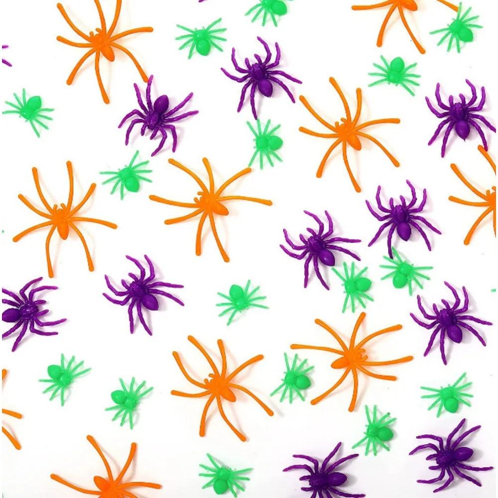 Паутина из хлопка с разноцветными маленькими паучками, аксессуар для украшения барной вечеринки на Хэллоуин, пауки с тонкими лапками