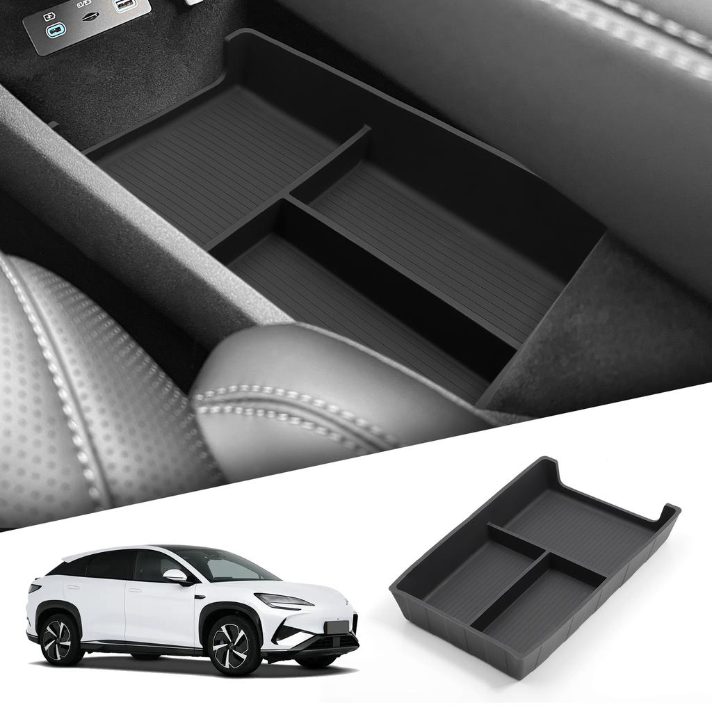 For BYD Sealion 7 2025 2025 Center Console Lower Storage Box Car Storage Tray TPE Organizers Tidying Interior Accessories