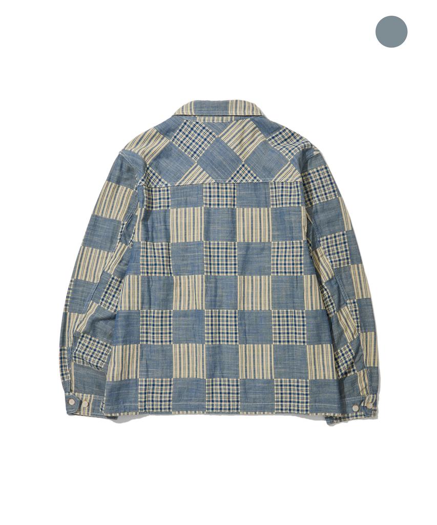 PENFIELD [Pf] Выцветшая индиго-рубашка в клетку мадрас на молнии_Fs3Wj11U