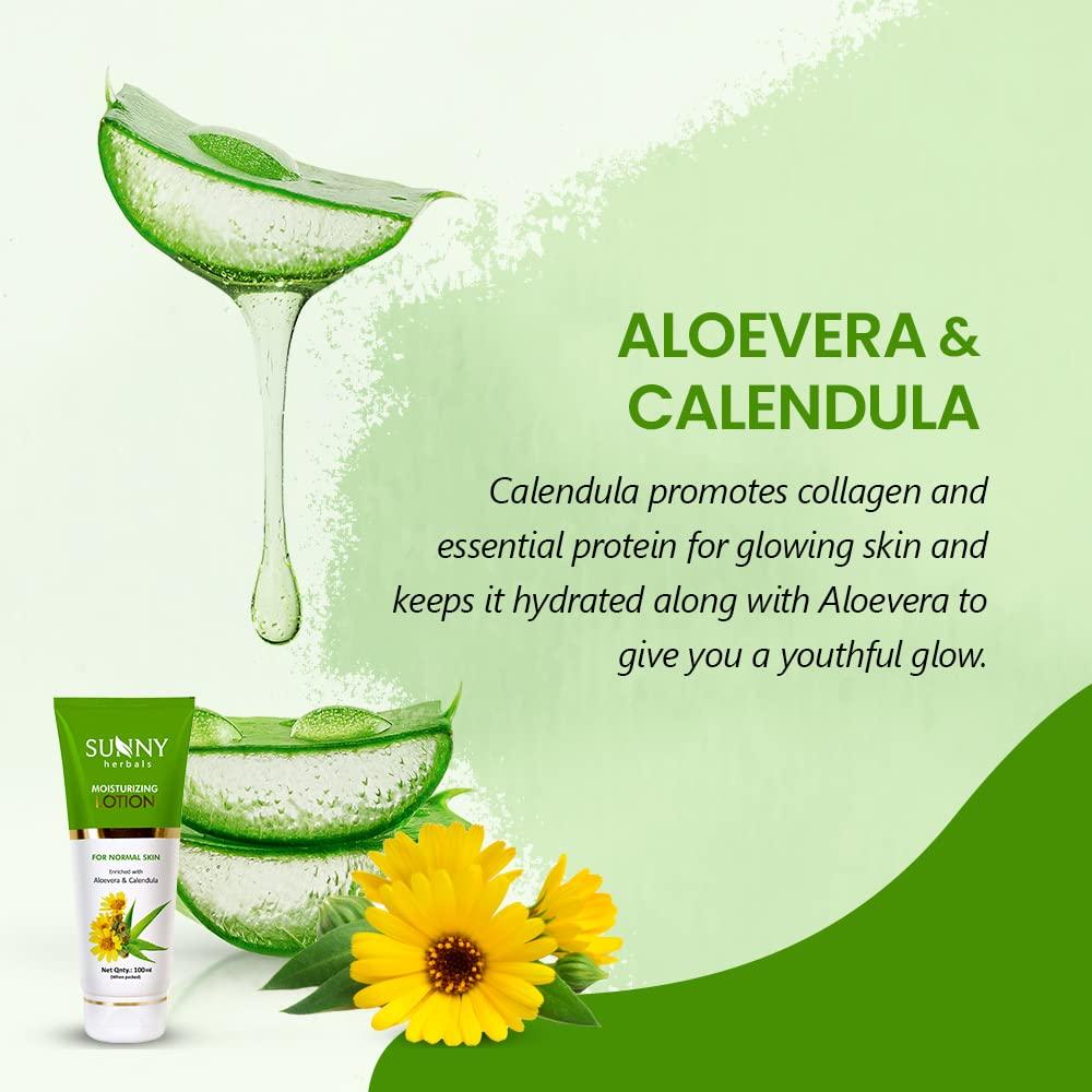 Sunny Herbals Aloe Vera Moisturizing Body Lotion Calendula For Soft Smooth Daily Hydration All Skin Types 100 ml