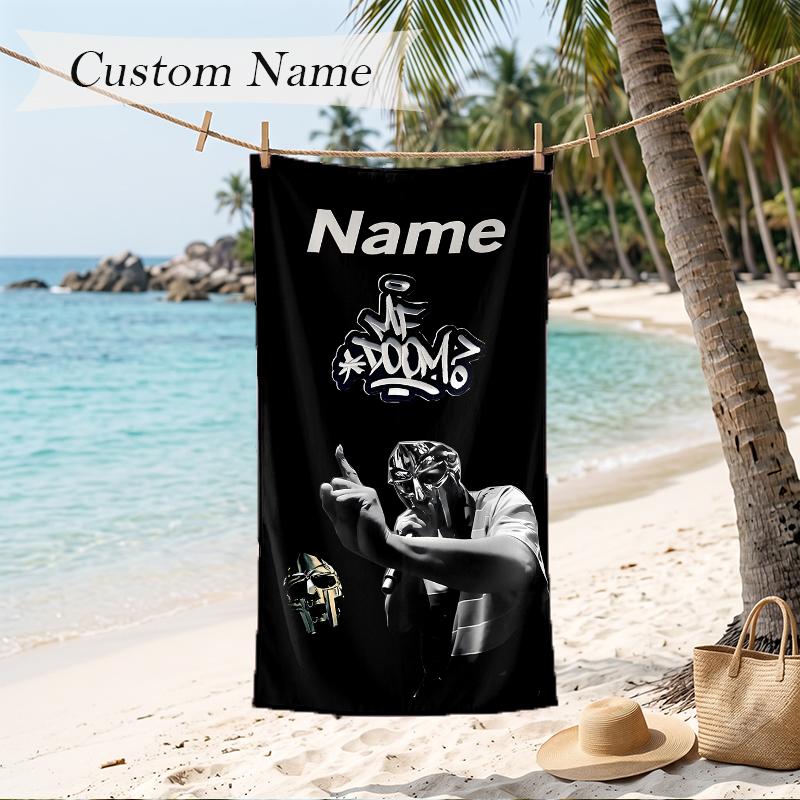 MF DOOM Custom Name Printed Beach Towel Personalized Soft Towel For Swimming Beach Travel