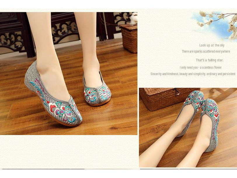 Phantom 2023 женские туфли для этнических танцев с утолщенной подошвой из коровьей кожи и вышивкой