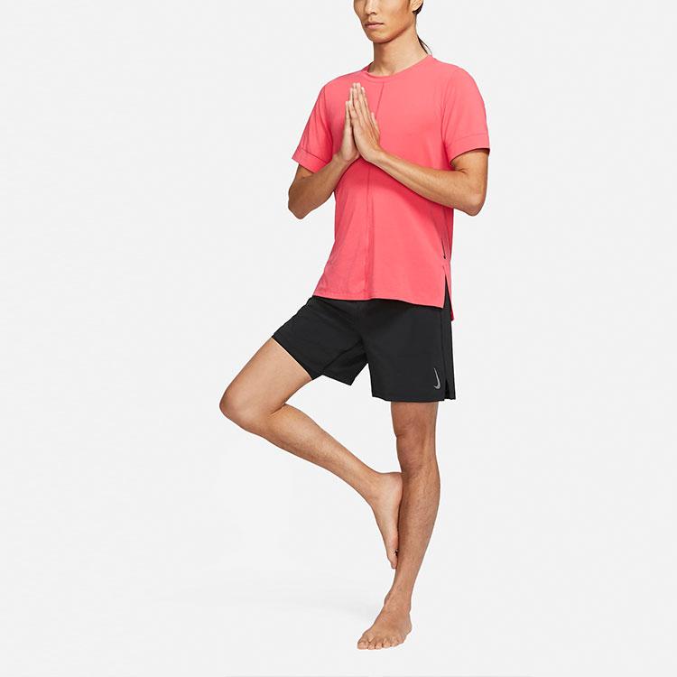 Nike Спортивная футболка Yoga Dri-FIT с коротким рукавом для мужчин, светло-сплавная, красная BV4035-646