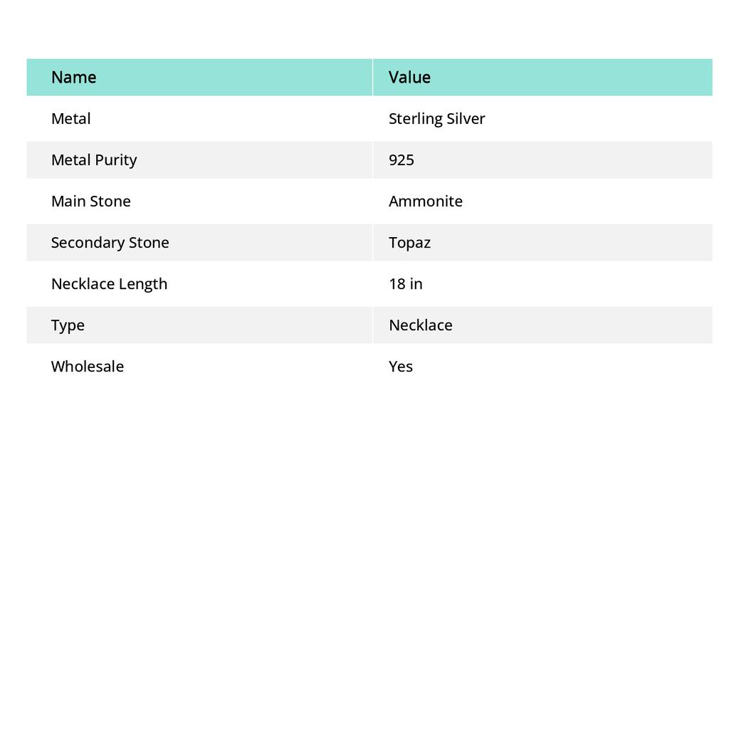 Окаменелость аммонита, драгоценный камень оливковый топаз, ожерелье из стерлингового серебра 925 пробы 18" C9Y32