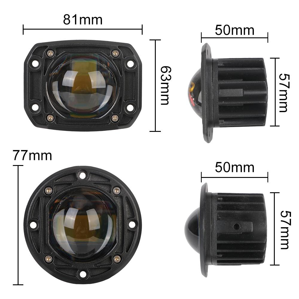 For Jeep Car Truck Off Road 4x4 12V 24V 6000K White 3500K Yellow Super Bright Flush Mount Driving Work Lamp 8D Lens LED Work Light Fog Lights
