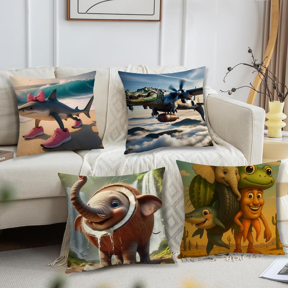 Italian BBrainrot Animals Meme cushion cover For Pillow Printing Sofa Decoration Home Car Room Coffee Office Nordic Simplicity