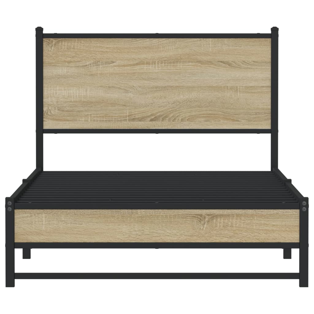 vidaXL Metallbett ohne Matratze Sonoma-Eiche 100x190 cm