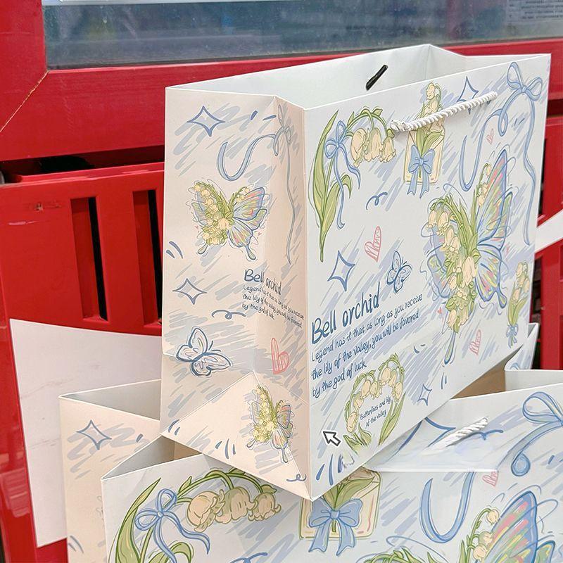 Новый Инс Стиль, Колокольчик Орхидея, Бабочка, Изысканный, Подарочная Упаковка Подарочный Пакет, Утолщенный, Картон, Прочный, Пакет для Ручной Упаковки