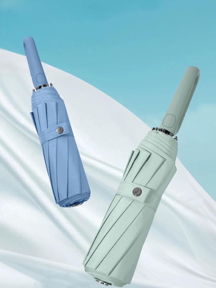 Fully Automatic Umbrella 10 Framework Umbrella Wind-Resistant Business Umbrella Stylish Minimalist Fresh Thickened Pure Color Reinforced Men and