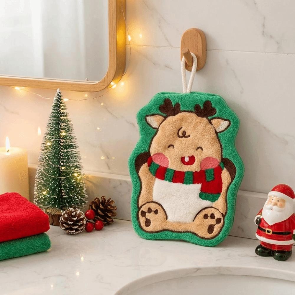 Коралловый флис Дед Мороз Полотенце для рук Мультяшное Подвесное Полотенце на Рождественскую елку Впитывающее Мягкое Детские Маленькие Полотенца Ванная комната