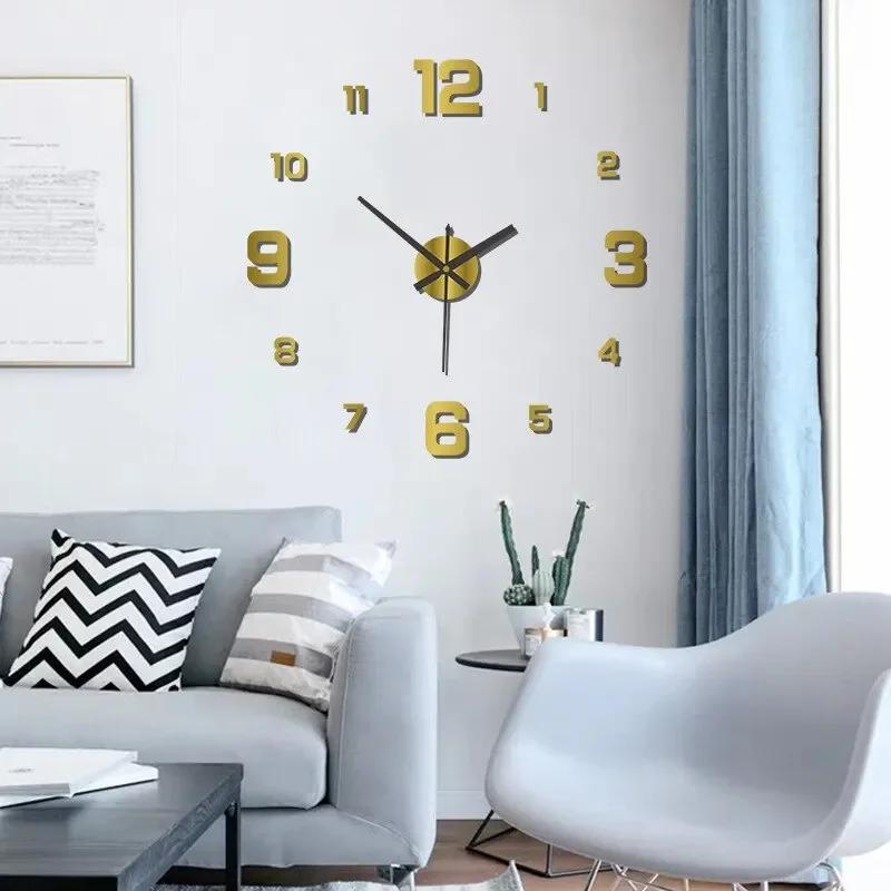 Креативные бескаркасные настенные часы DIY, настенный механизм, ночник, стрелки, наклейка, домашние бесшумные часы, украшение стены для гостиной, офиса