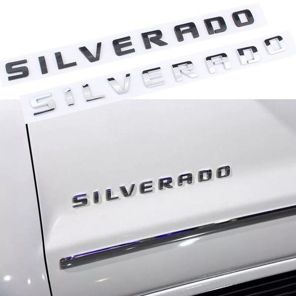 3D Car Side Fender Trunk Emblem Badge Sticker For SILVERADO Letters Logo Nameplate Silver Black Auto Replace Accessories