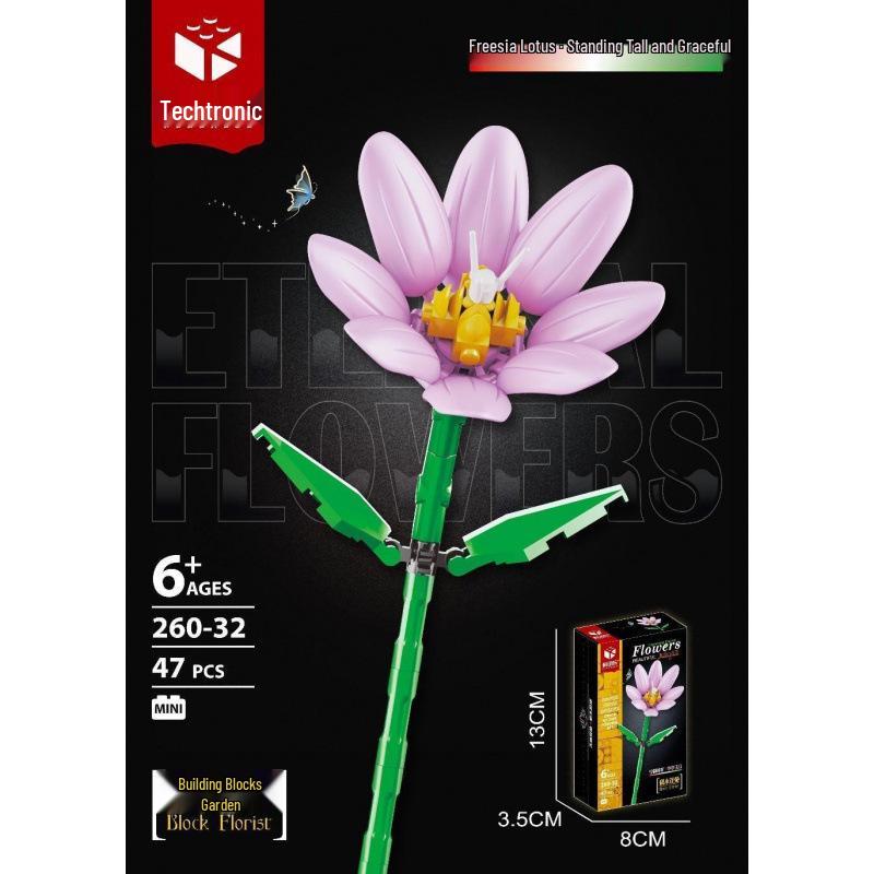 Tulip Lego-Compatible Everlasting Flower Building Blocks: Puzzle Ornament Potted Plant Toy, Valentine's Day Rose Gift.