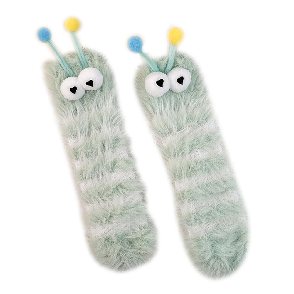 1 Pair Funny Ugly Cute Socks With Big Eyes Autumn Winter Plush Floor Socks Couple Sleep Sock Fuzzy Socks Christmas Gifts