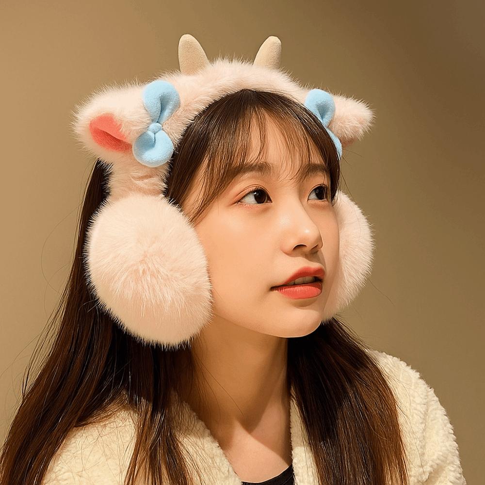 Soft Plush Winter Ear Warmer cartoon Cute Ear Cover Little Lamb Horns Earmuffs Cycling