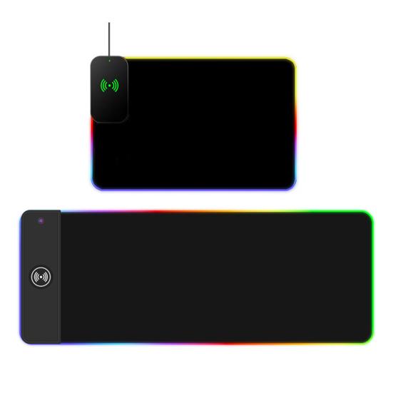 Коврик для мыши с беспроводной зарядкой RGB Gaming с 14 режимами подсветки, нескользящая основа, ультрагладкий