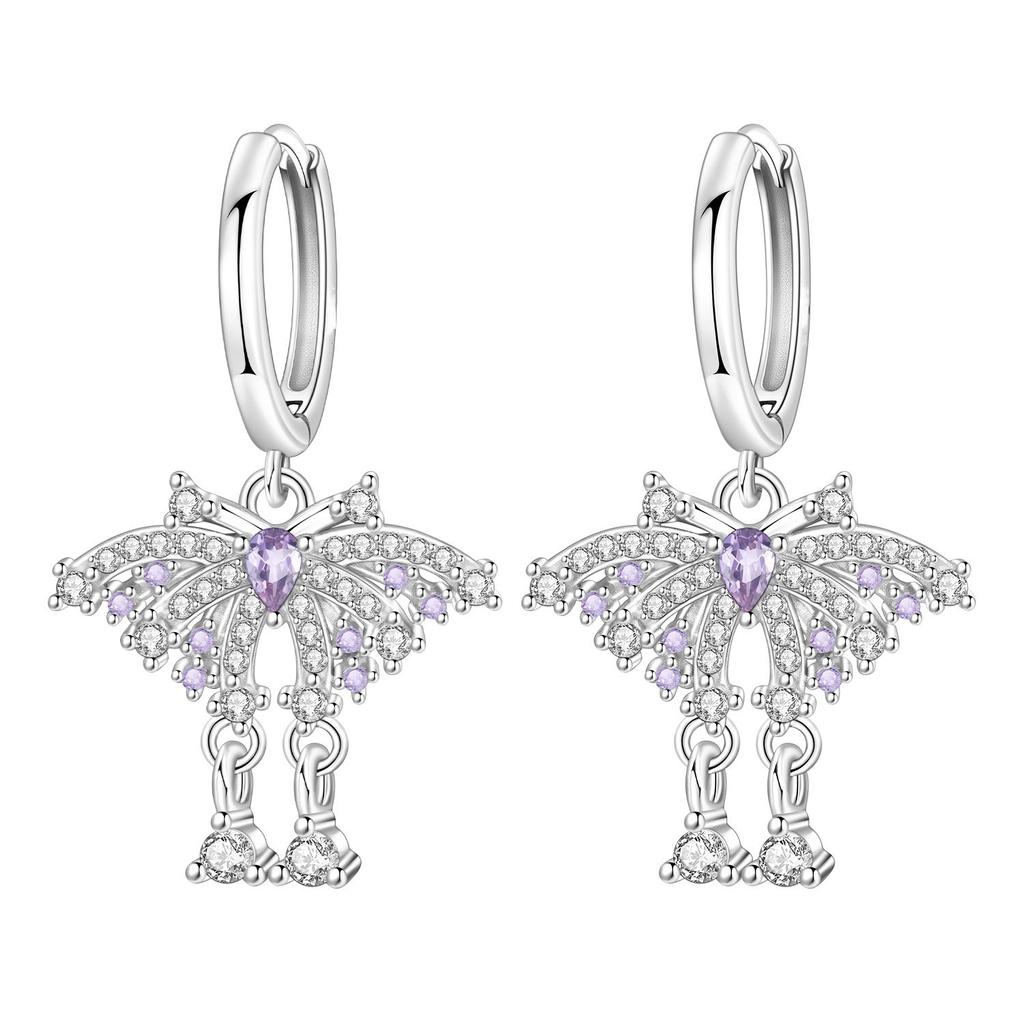 S925 Silver Exquisite Butterfly Hoop Earrings With Sparkling Zircon Dragonfly Design Elegant And Versatile Accessory