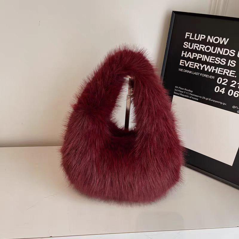 Korean Style Plush Dumpling Bag - 2025 Women's High-Value, Versatile Furry Handbag