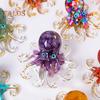 Octopus Figurine Resin Octopus Ornament Filled with Crystal Gravels Tabletop Healing Crystal Octopus Statue for Display Cabinet Office Desk