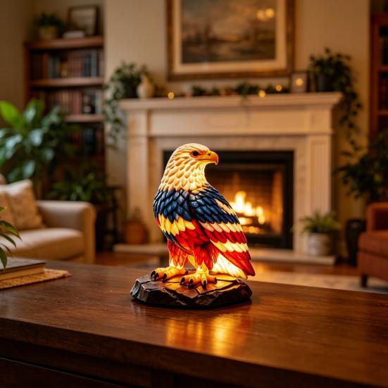 Bald Eagle Table Lamp Eagle Night Light 3D Resin American Red White Blue