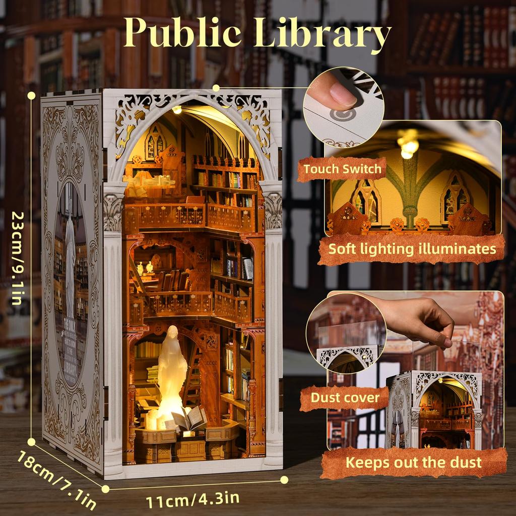 Мини-город Набор для сборки книжной полки своими руками Кукольный домик Миниатюрный домик Книжная полка Подходит для и День рождения Коллекционный со светодиодной подсветкой - - - - Начинающие,