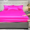 1 Простыня на резинке однотонная сатиновая, простая современная, цвет розово-красный, покрывало из ледяного шелка для спальни, постельные принадлежности (Исключая наволочки)