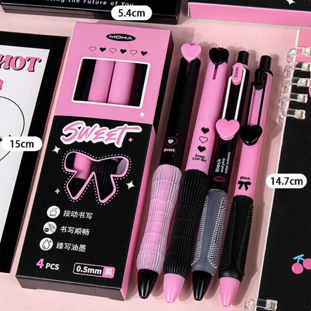 4PCS/Set 0.5mm Black Ink Gel Pen Press Using Ballpoint Pen High Quality Neutral Pen Students