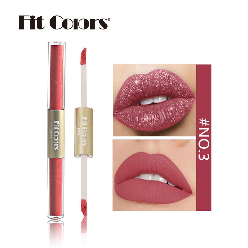 Подходящие цвета Новая двойная головка и антипригарная чашка двойного назначения Матовый жемчужный блеск Глазурь для губ Жидкая губная помада Помада