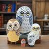 5-Layer Owl Matryoshka Doll Wooden Russian Nesting Dolls Educational Nesting Owls Toy for Kids Gift Home Decor Desk Centerpiece