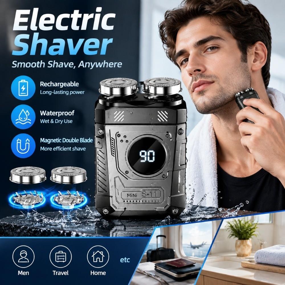 Portable Beard Trimmer Waterproof Mini Shaver Mecha Punk Style Beard Razor Home