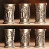 3pcs/lot Egypt Myth Retro Copper Cup Shot Glasses 3D Relief Wine Liquor Spirits Cleopatra Rameses Rah Silvery Antique Glasses