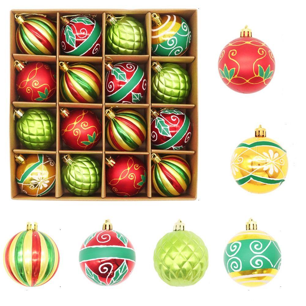 16pcs Plastic Painted Christmas Balls Set 6cm Christmas Tree Pendant  New Year Gifts