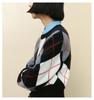 Autumn Heavyweight Cashmere Argyle Plaid Knit Sweater for Women