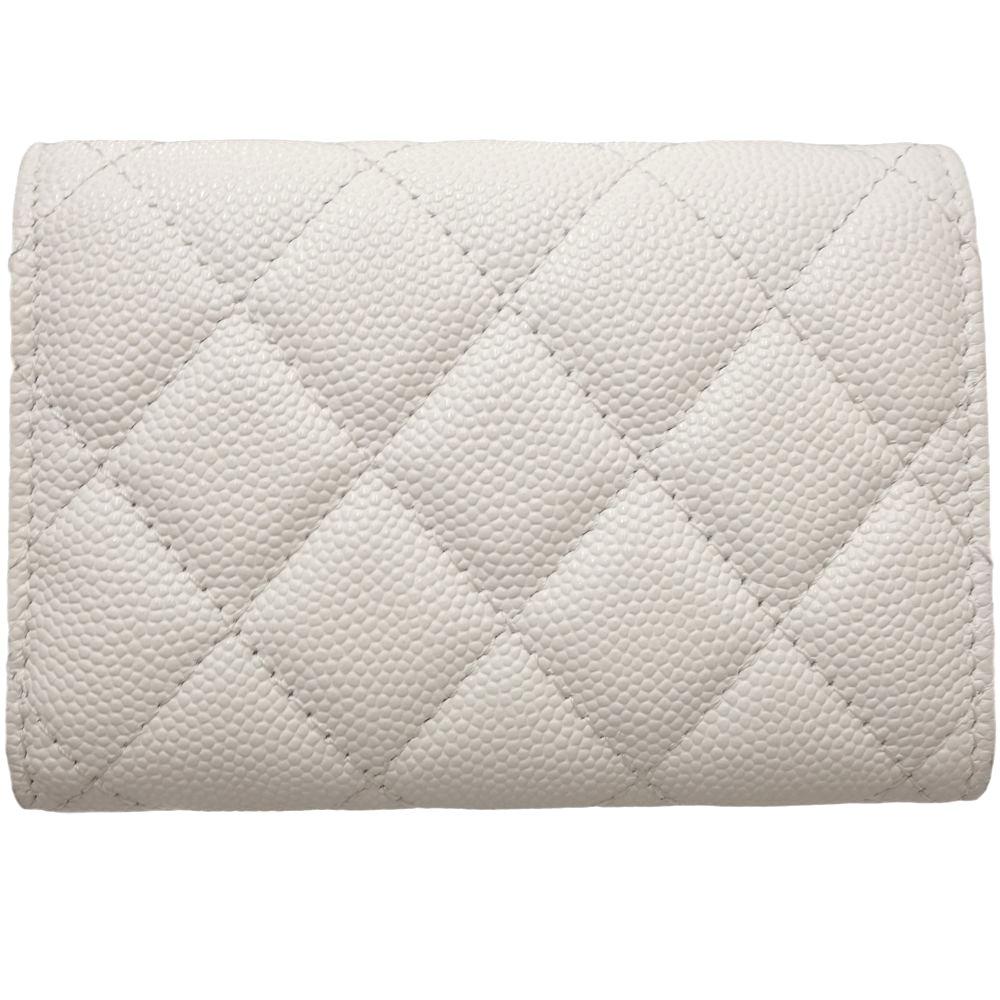 Подержанный маленький кошелек-трифолд CHANEL Classic Flap Matelasse из кожи икры AP0230 /083640