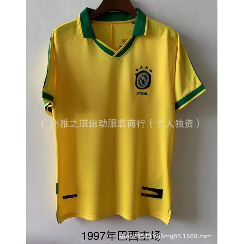Brazil National Team Football Jerseys Short Sleeve Sports Shirts Men Women Retro Style